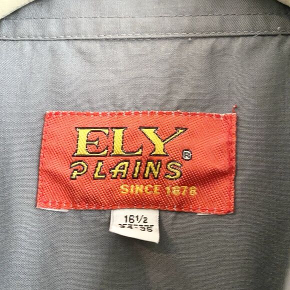 Ely Plains Pearl Snap Shirt Long Sleeve Gray Size 16 1/2 34-35 * - Picture 3 of 10